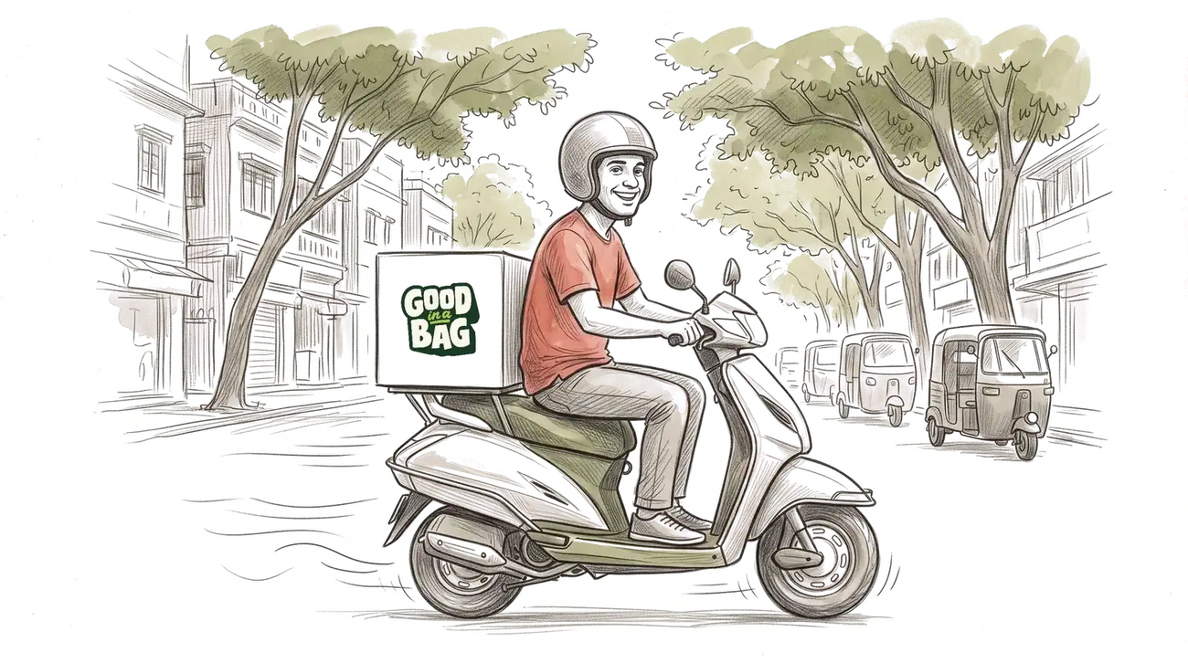 A delivery rider on a yellow scooter in Bengaluru