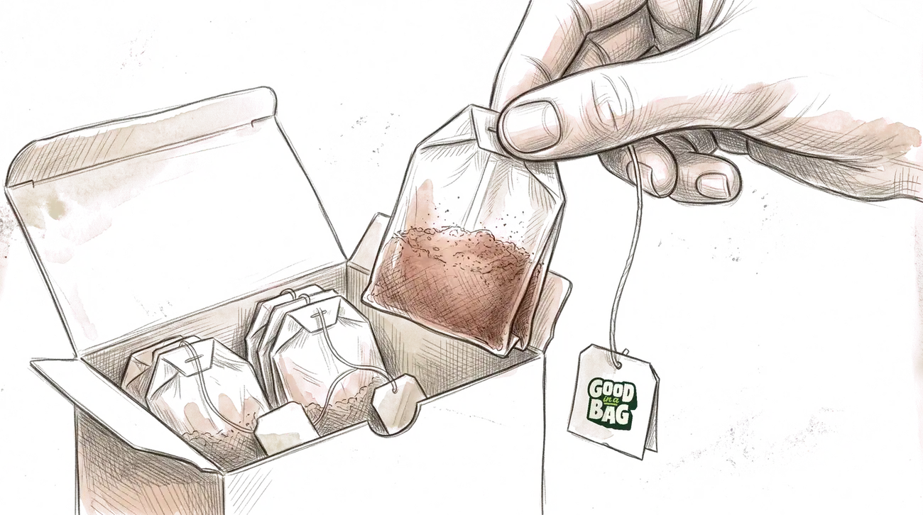 Fingers lifting one tea bag